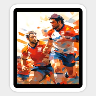 Rugby Scrum Abstract, Sports Graphic Design Sticker